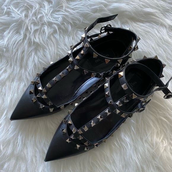 Valentino Noir Rockstud Cage Ballet Flats - Picture 2 of 9